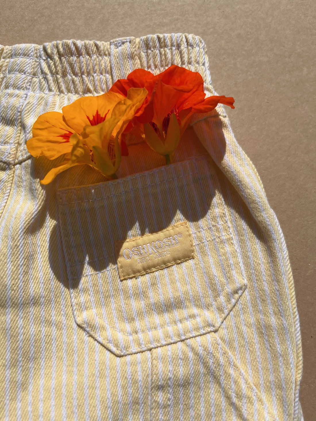 Rare OshKosh Yellow &amp; White Hickory Stripe Trousers ~ 3 Months