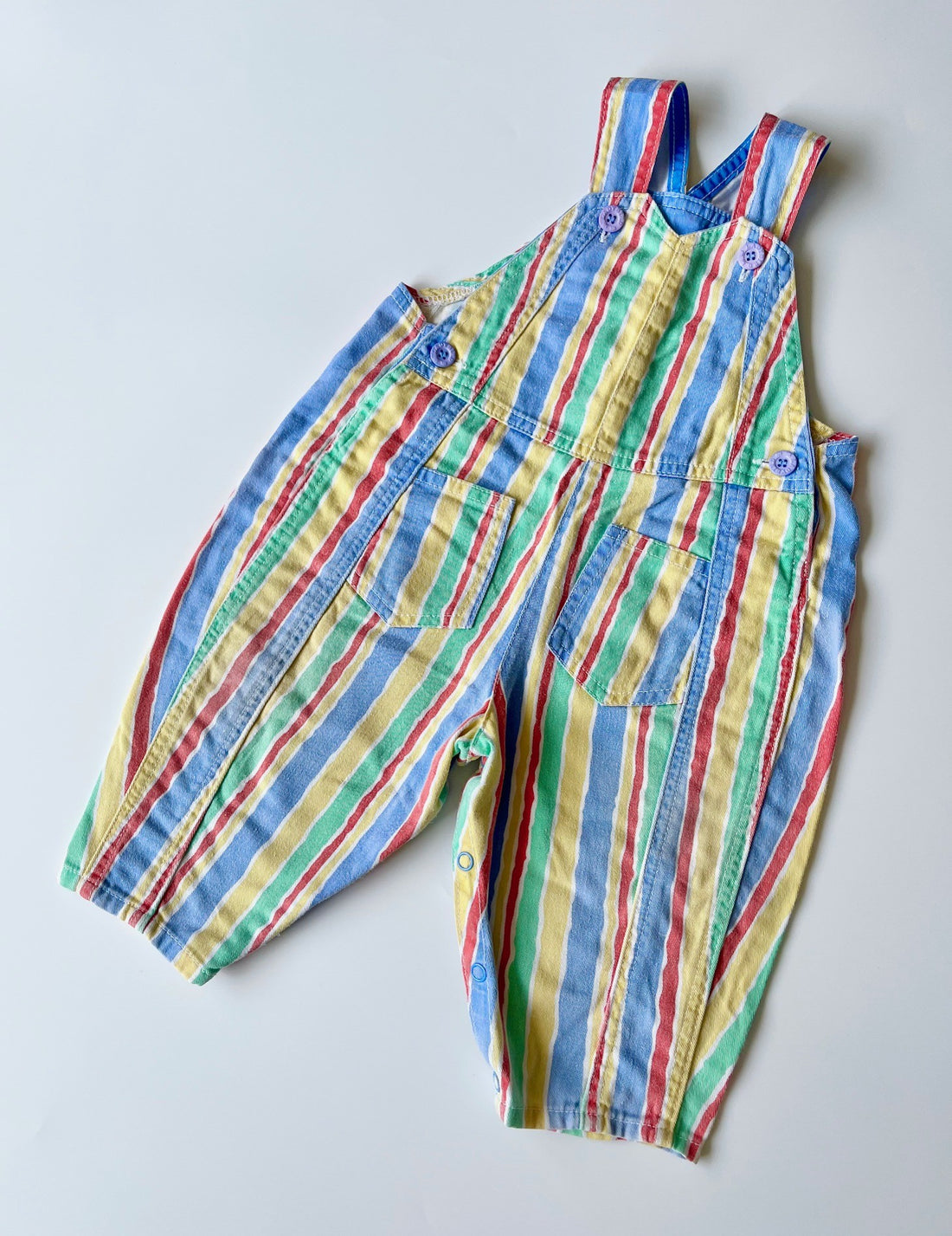 Vintage Ladybird Multi-Stripe Dungarees ~ 12 Months