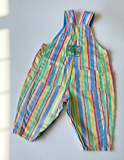 Vintage Ladybird Multi-Stripe Dungarees ~ 12 Months