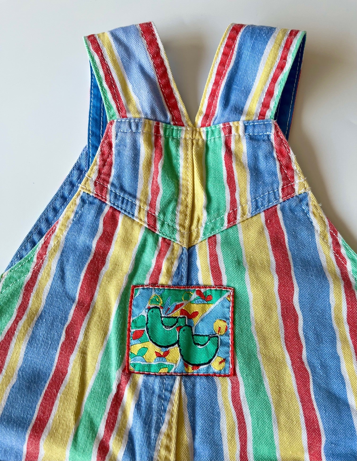 Vintage Ladybird Multi-Stripe Dungarees ~ 12 Months