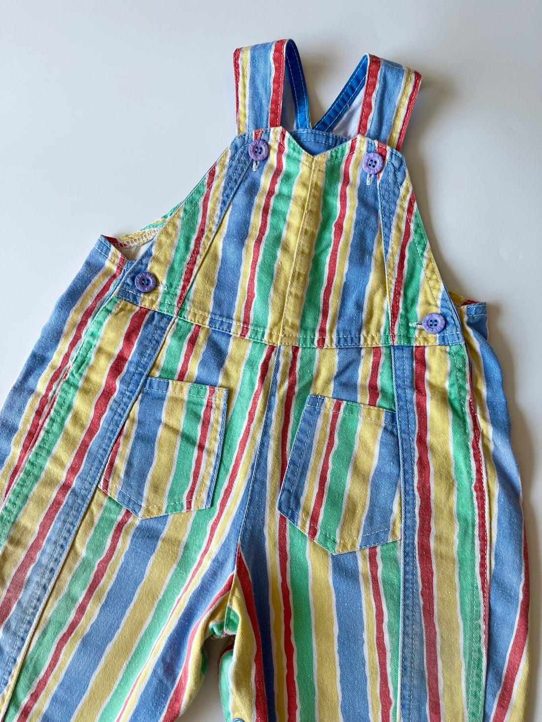 Vintage Ladybird Multi-Stripe Dungarees ~ 12 Months