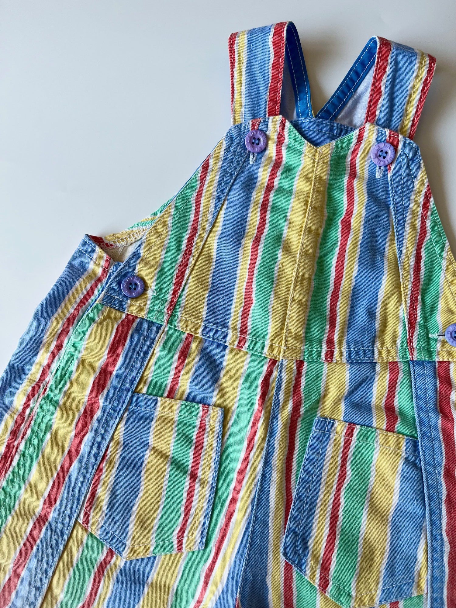 Vintage Ladybird Multi-Stripe Dungarees ~ 12 Months