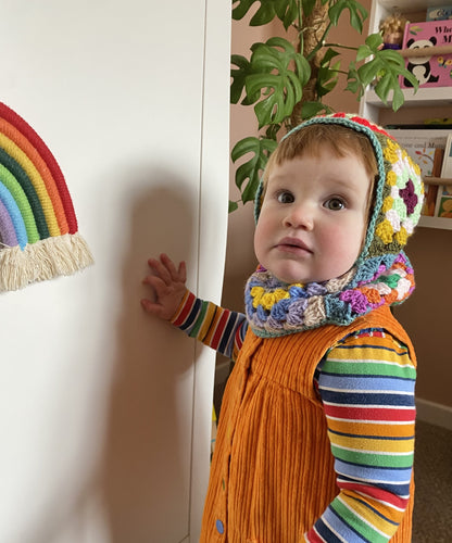 Titchy Kids Multi-Coloured Crochet Hood