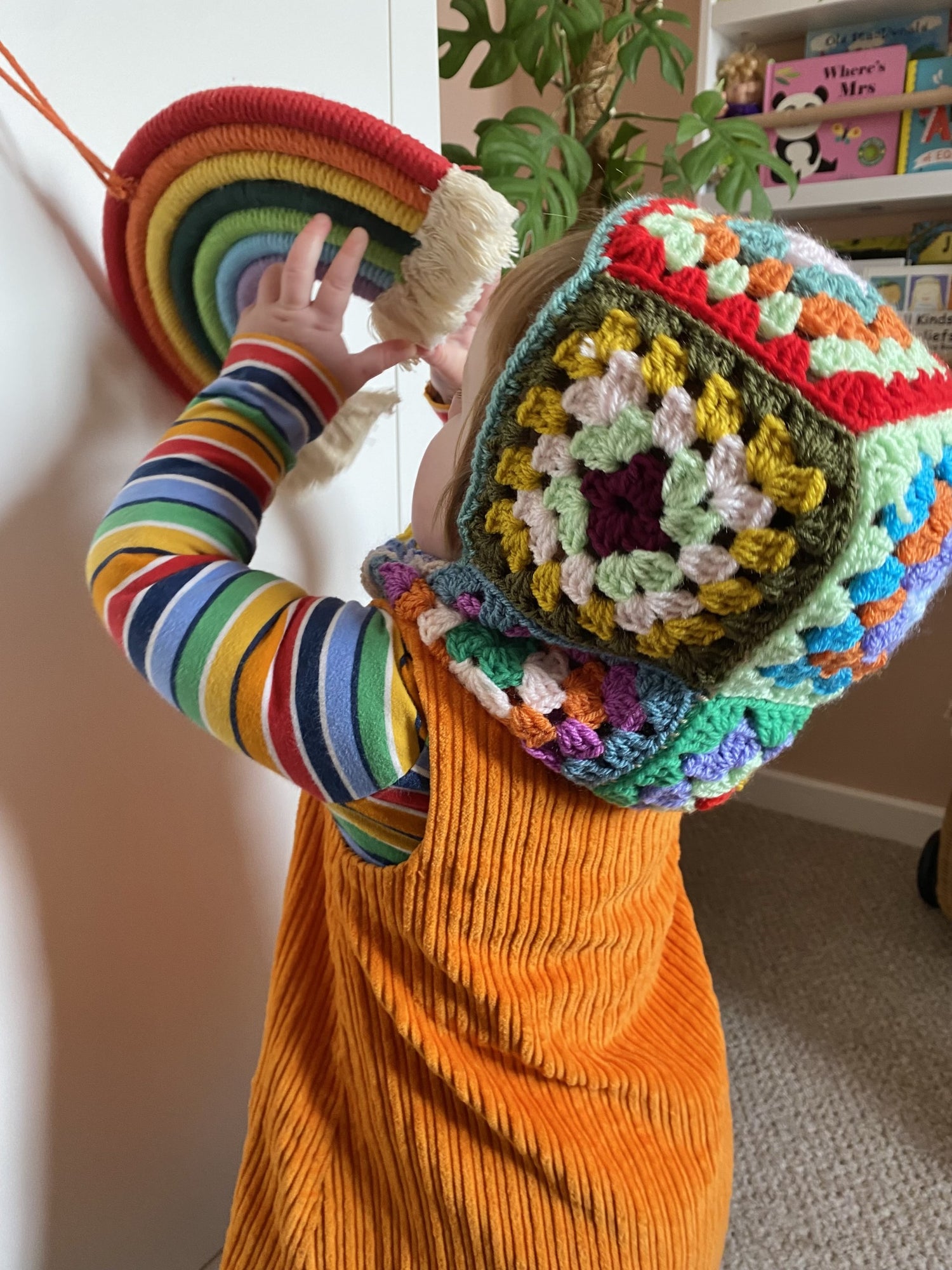 Titchy Kids Multi-Coloured Crochet Hood