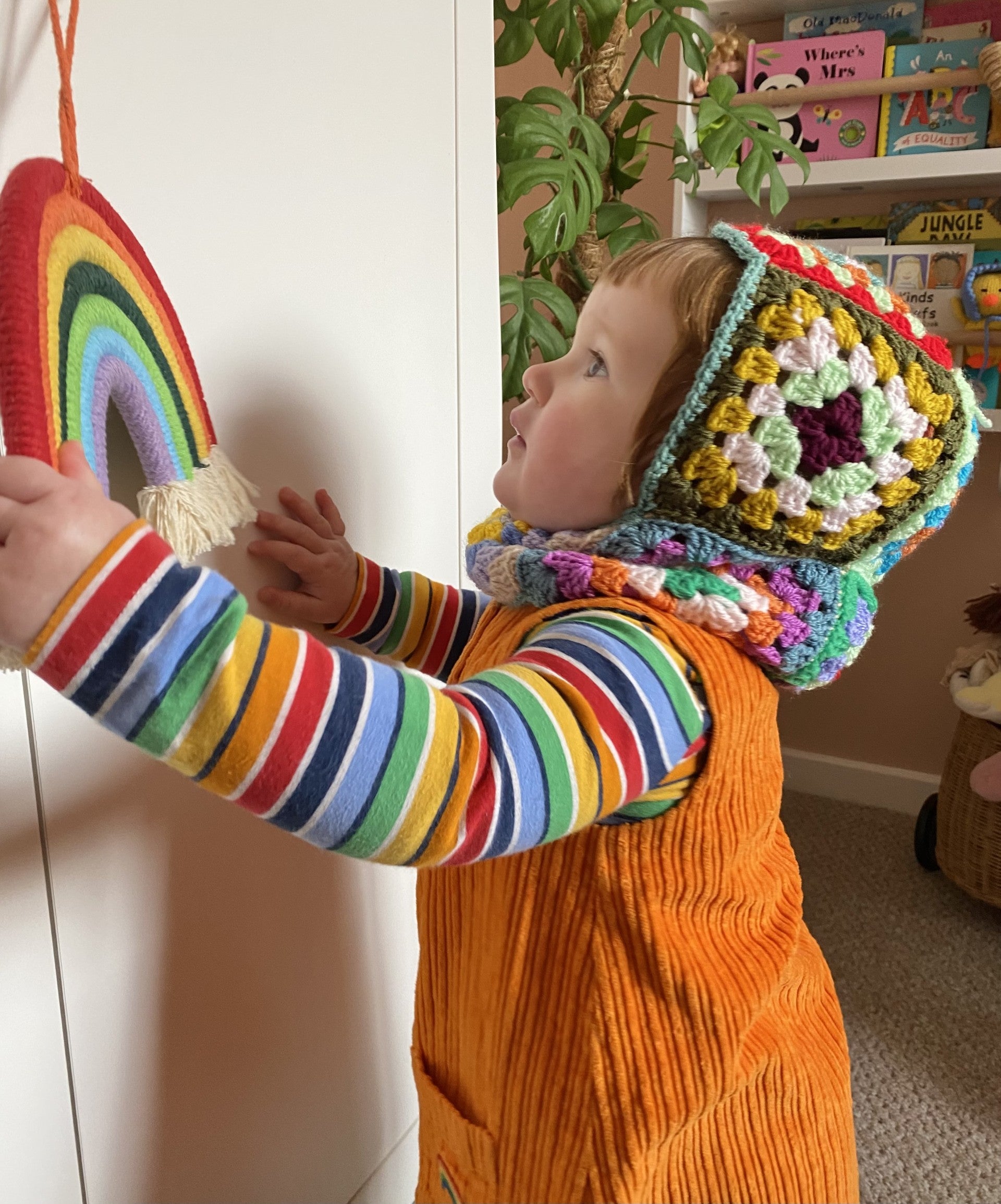 Titchy Kids Multi-Coloured Crochet Hood